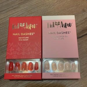 Set of 2 Red aspen nails dashes